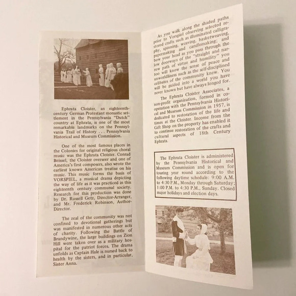 Vintage Ephrata Cloister Vorspiel Music Drama Pennsylvania Brochure Souvenir - Picture 5 of 9